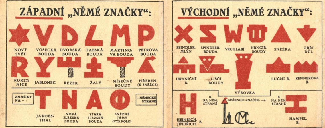 Niezwykły system oznaczenia szlaków turystycznych występuje tylko w czeskich Karkonoszach i jest znany pod nazwą „nieme znaki” lub „muttichovky”.