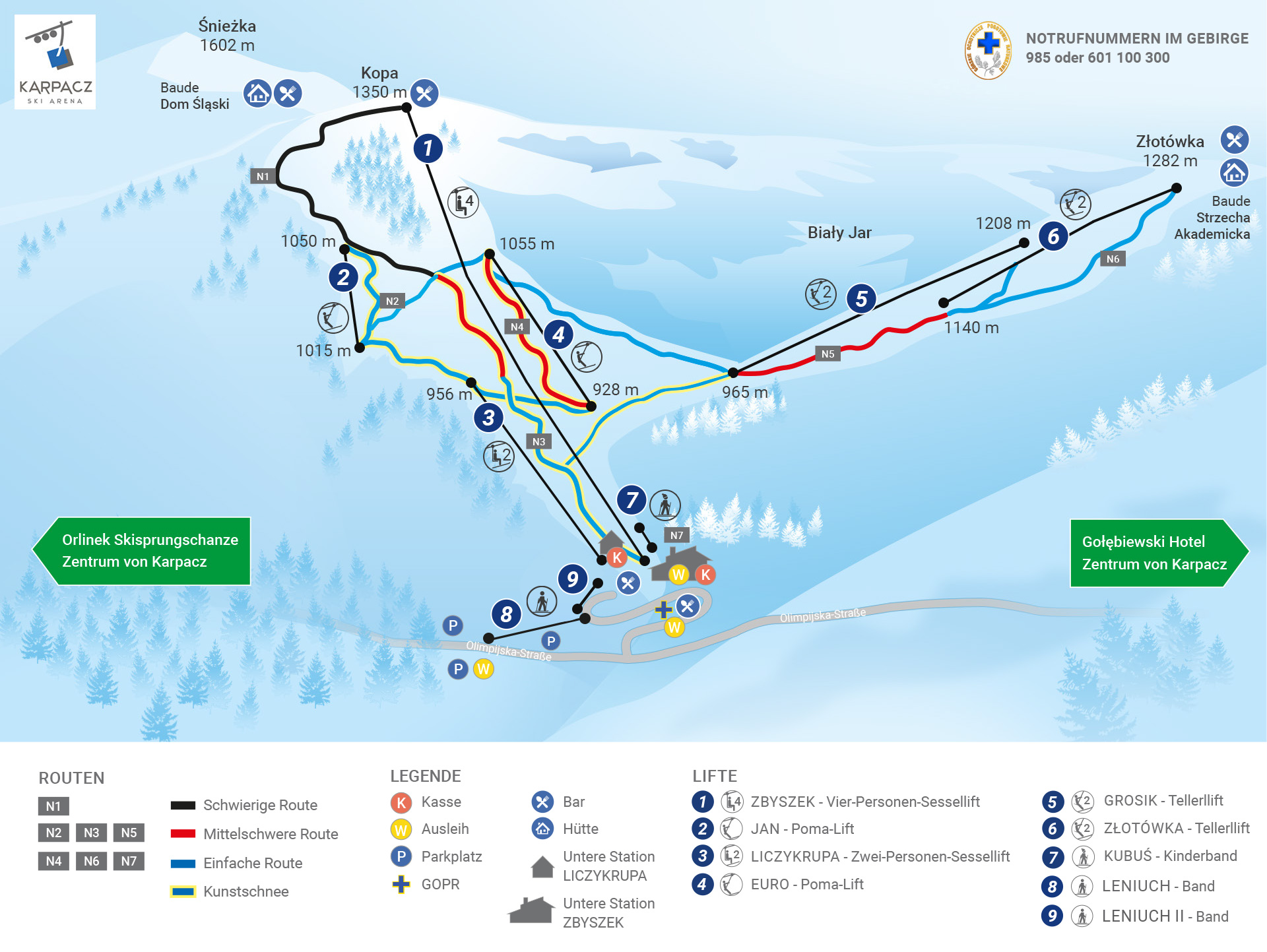 Karpacz Ski Arena_Karte der Routen und Lifte